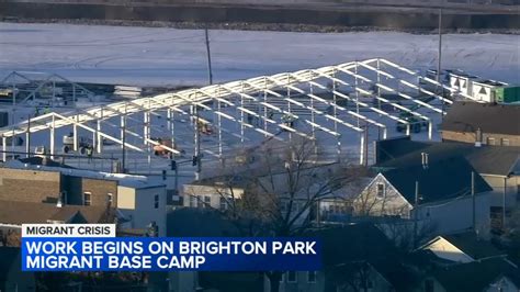 brighton park tent city|chicago migrant camp.